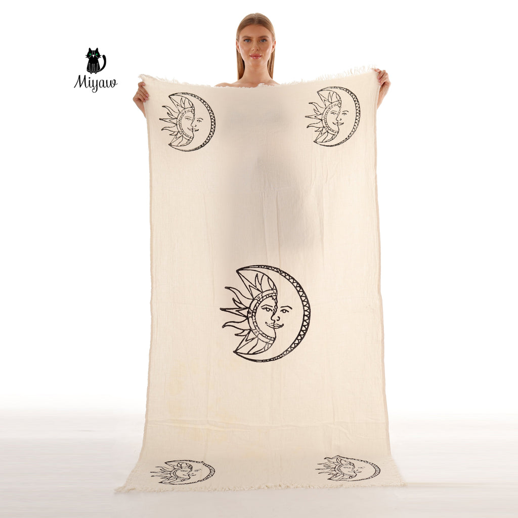 Boho Sun and Moon Fringe Bath or Beach Towel - Miyawfashion