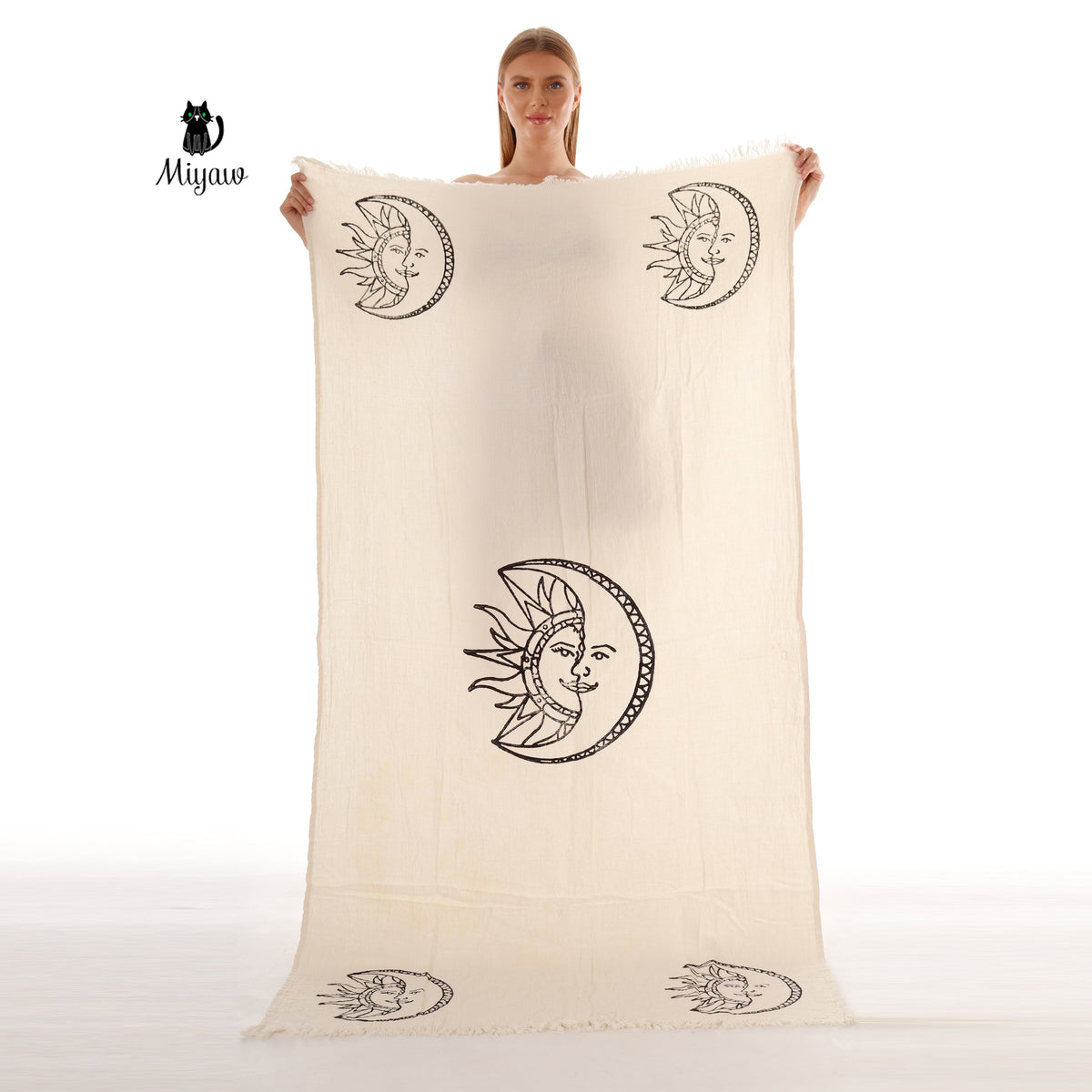 Boho Sun and Moon Fringe Bath or Beach Towel - Miyawfashion