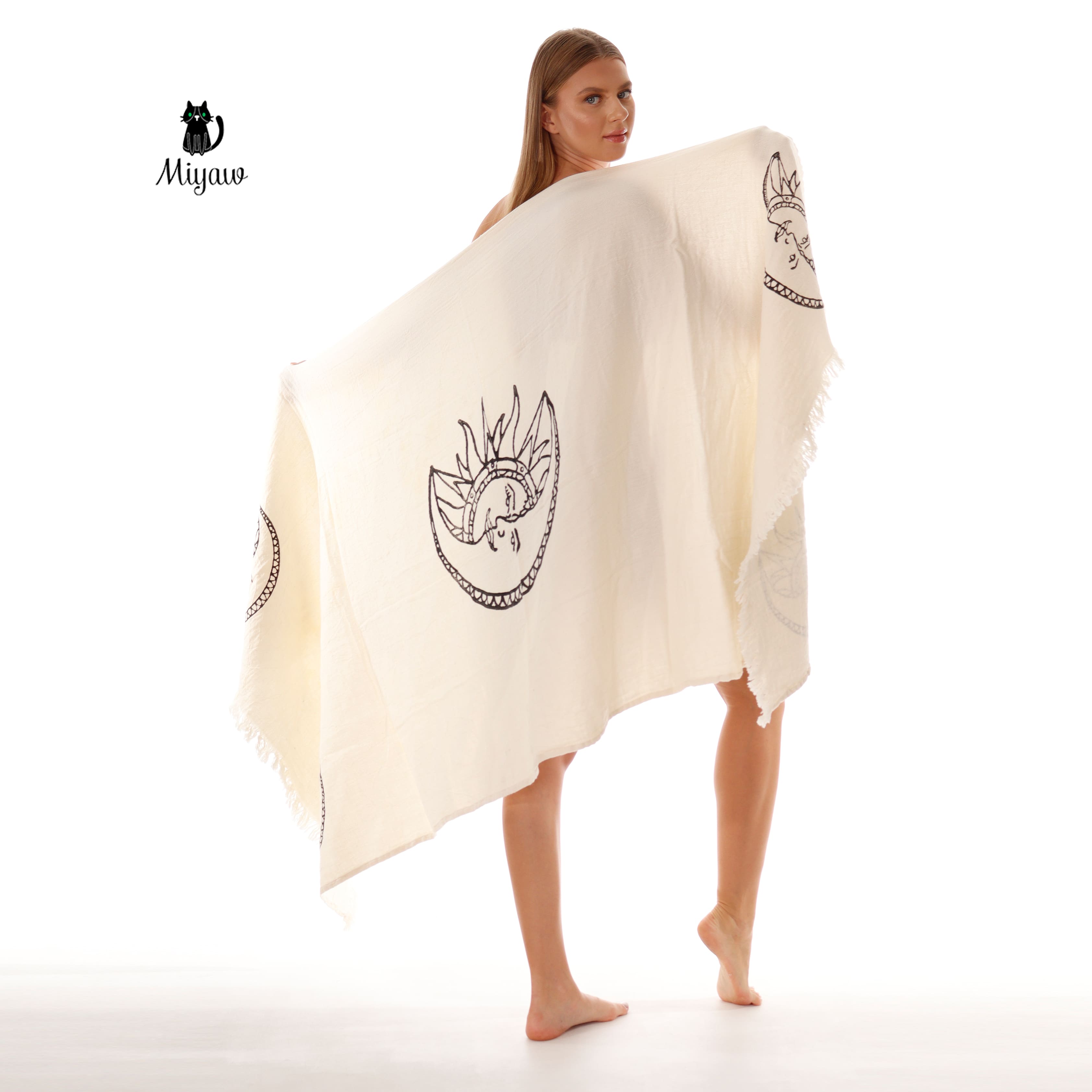Boho Sun and Moon Fringe Bath or Beach Towel - Miyawfashion