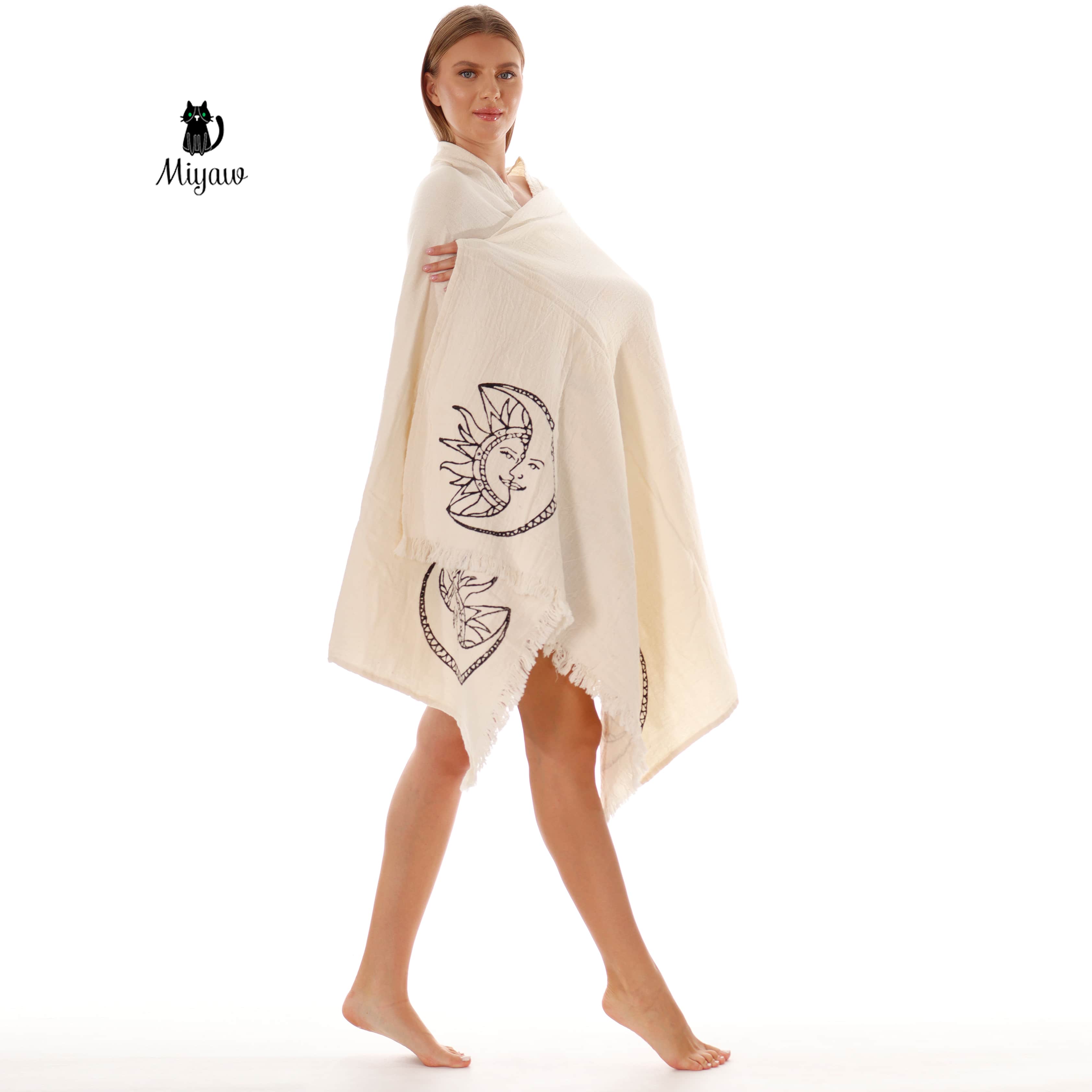 Boho Sun and Moon Fringe Bath or Beach Towel - Miyawfashion
