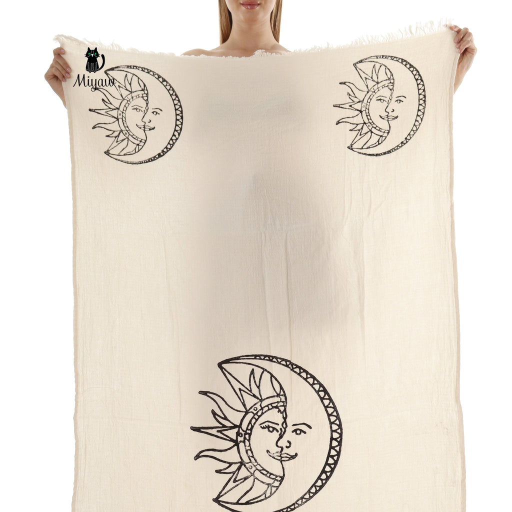 Boho Sun and Moon Fringe Bath or Beach Towel - Miyawfashion