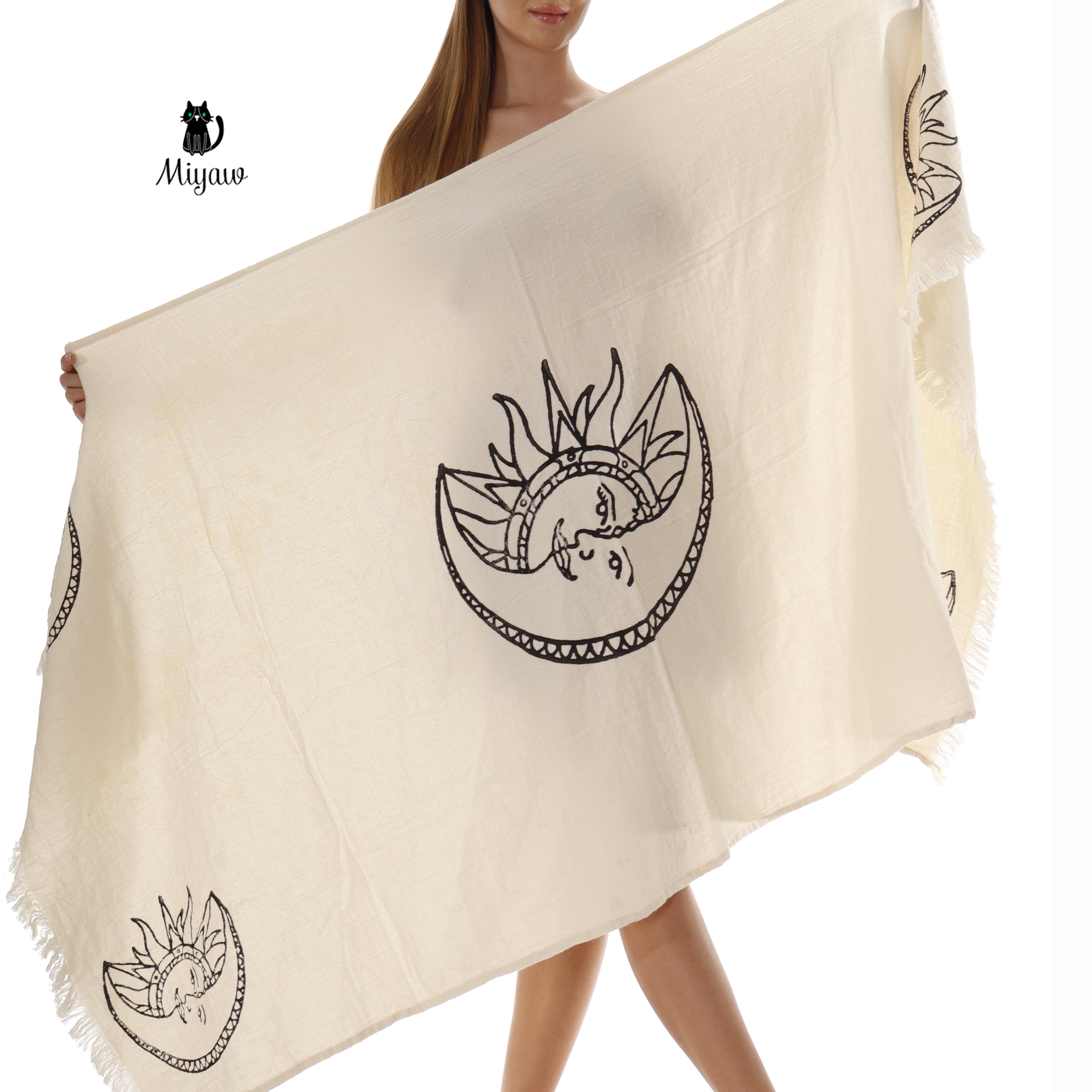 Boho Sun and Moon Fringe Bath or Beach Towel - Miyawfashion