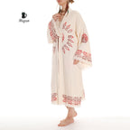 Boho Organic Cotton Mandala Stamped Bathrobe for Beach & Home - Miyawfashion