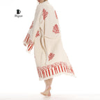 Boho Handmade Tree & Coral Stamped Bathrobe - Unique Handcrafted - Miyawfashion