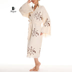 Boho Handcrafted Aztec-stamped Beach Kimono - Long Sleeve Bathrobe for Bohemian Lovers - Miyawfashion