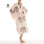 Brown Tree of Life Stamp Bathrobe - Boho Handcrafted Beach Kimono - Miyawfashion