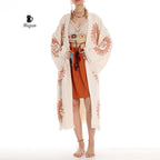 Unique Sun Stamped Robe: Eco-Friendly Organic Cotton Boho Kimono - Miyawfashion