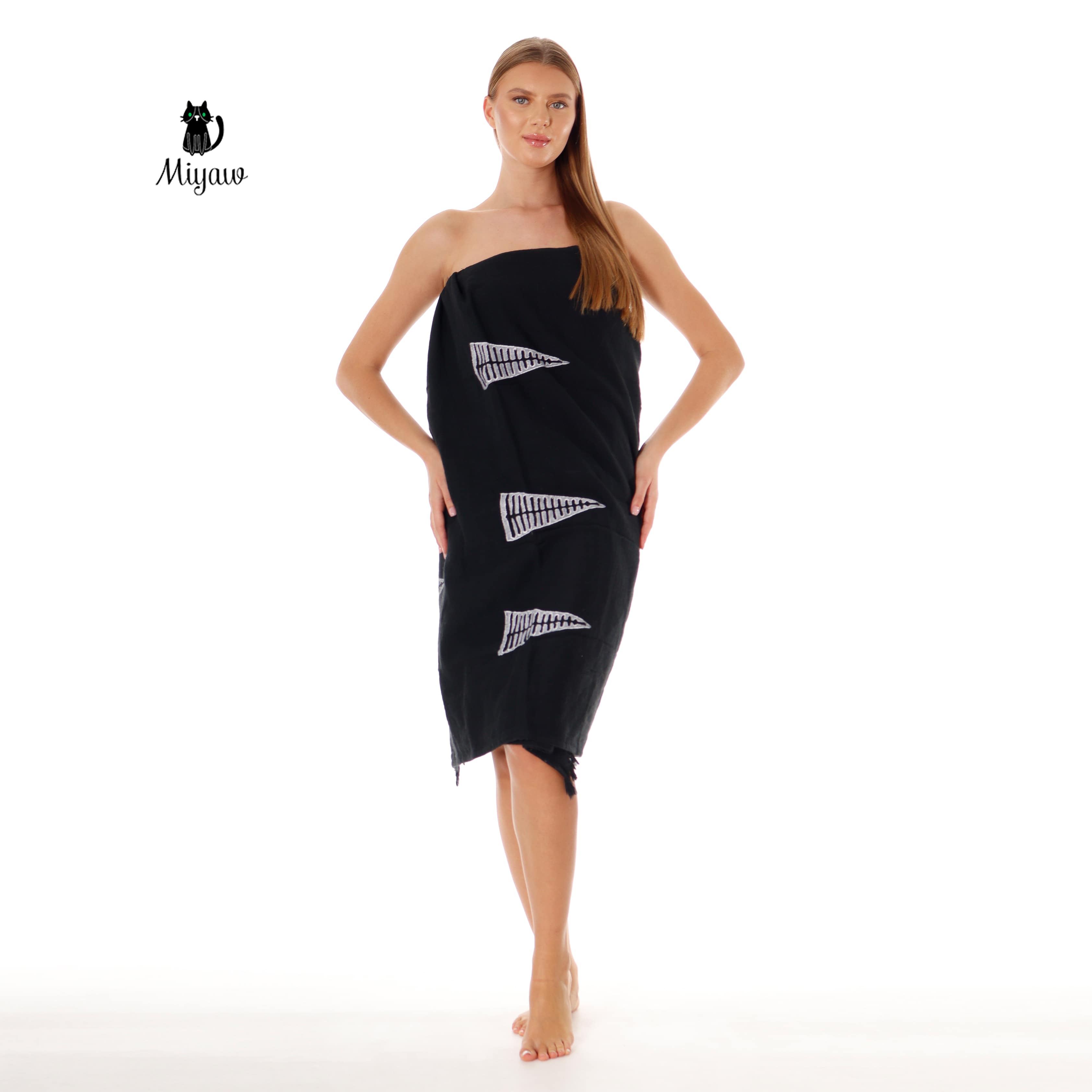 Handcrafted Pyramid Stamped Black Beach Towel - Miyawfashion