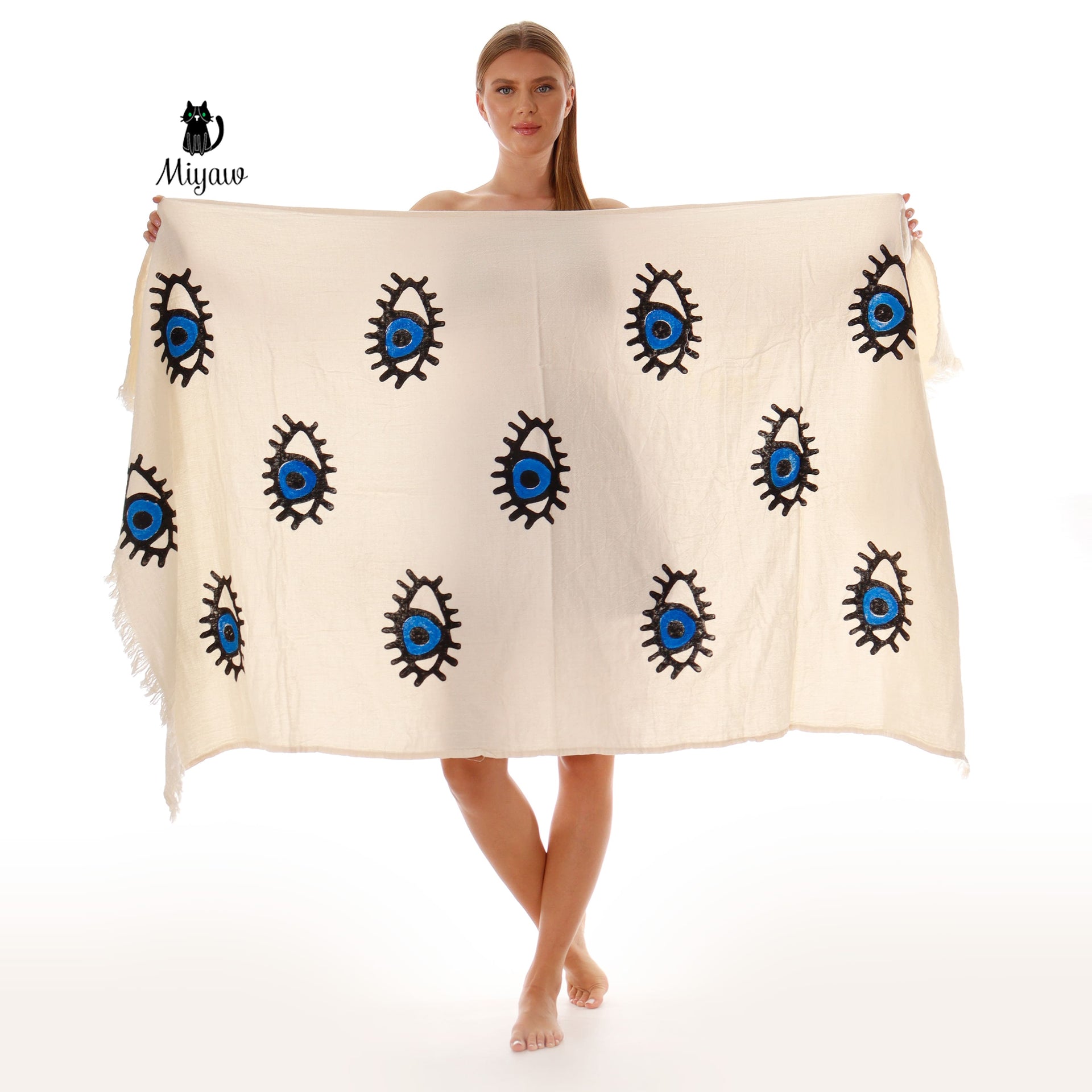 Organic Cotton Beach Towel with Fringe - Large, Eco-Friendly Beach Essential for Boutiques in the US - Miyawfashion