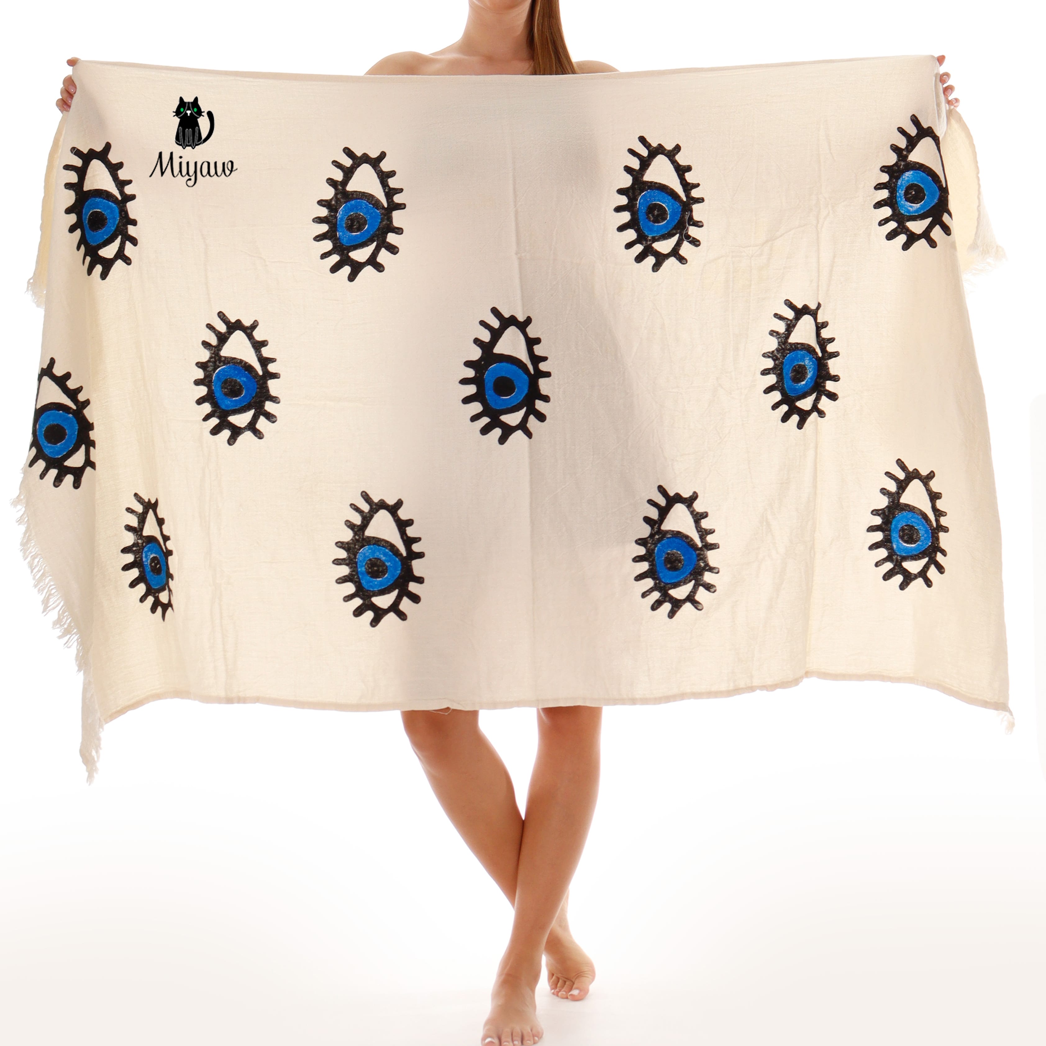Organic Cotton Beach Towel with Fringe - Large, Eco-Friendly Beach Essential for Boutiques in the US - Miyawfashion