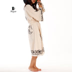 Handmade Santa Clause Print Beach Kimono Robe - Boho Christmas Tree Stamp - Unique Gift Idea - Miyawfashion