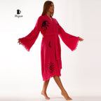 Handmade Fuchsia Long Sleeve Women's Robe for Home & Beach Comfort - Miyawfashion