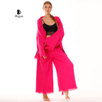 Comfy Organic Lounge Pant Suit - Vibrant Fuchsia Boho Style - Miyawfashion