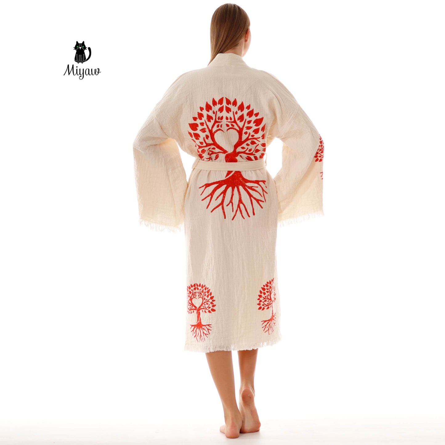 Organic Cotton Boho Kimono Robe for boutiques - Miyawfashion Miyawfashion