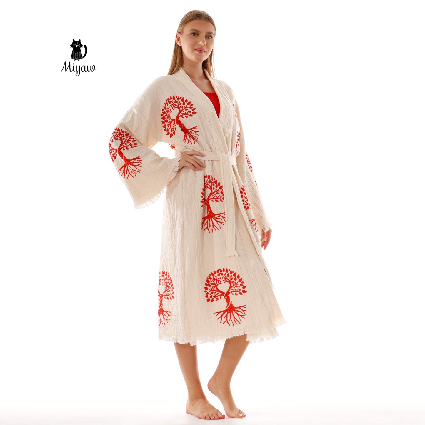 Organic Cotton Boho Kimono Robe for boutiques - Miyawfashion Miyawfashion