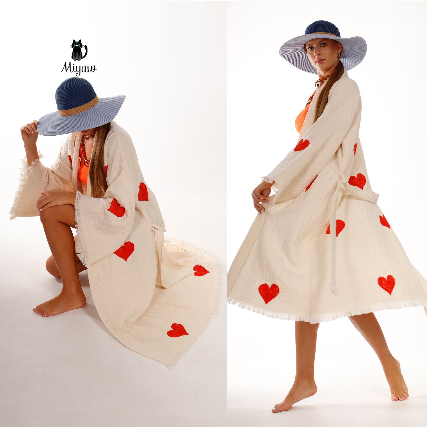 Wholesale Personalized Organic Cotton Kimono Robe - Romantic Valentine's Day Gift for Boutiques - Miyawfashion Miyawfashion