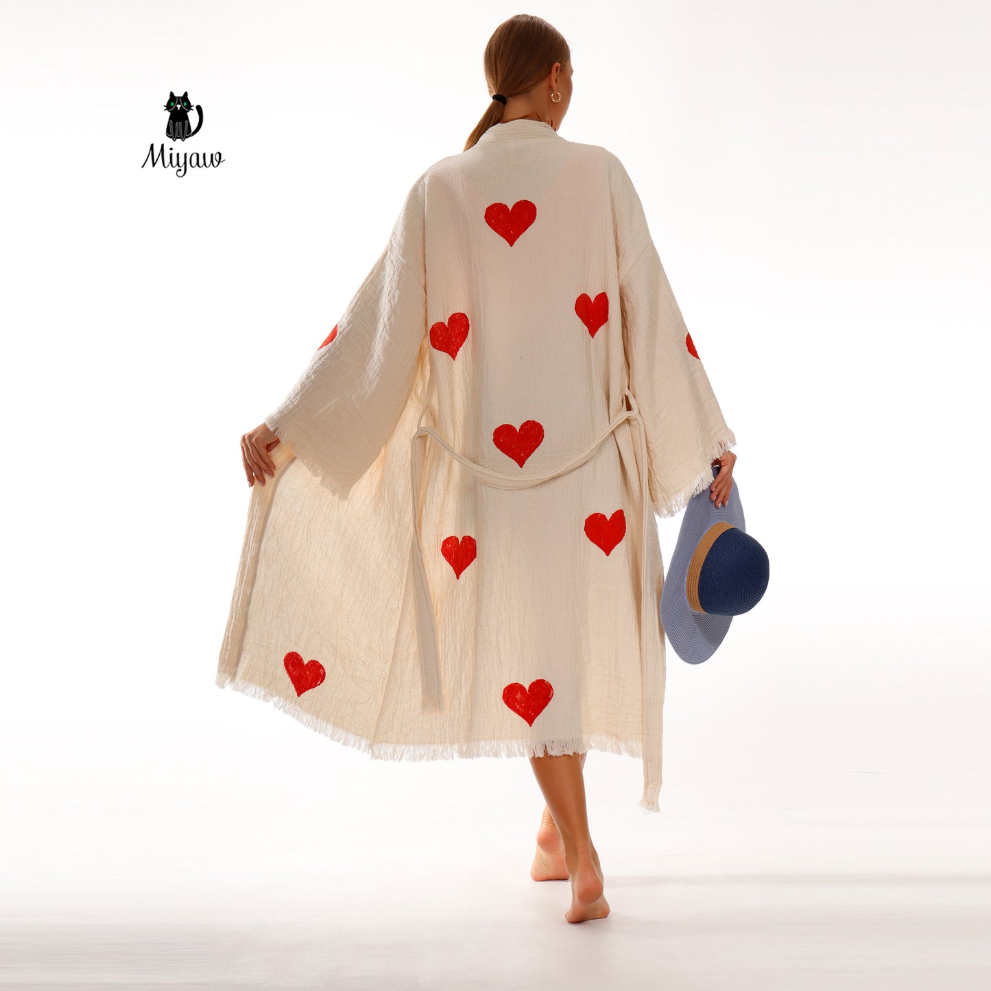 Wholesale Personalized Organic Cotton Kimono Robe - Romantic Valentine's Day Gift for Boutiques - Miyawfashion Miyawfashion