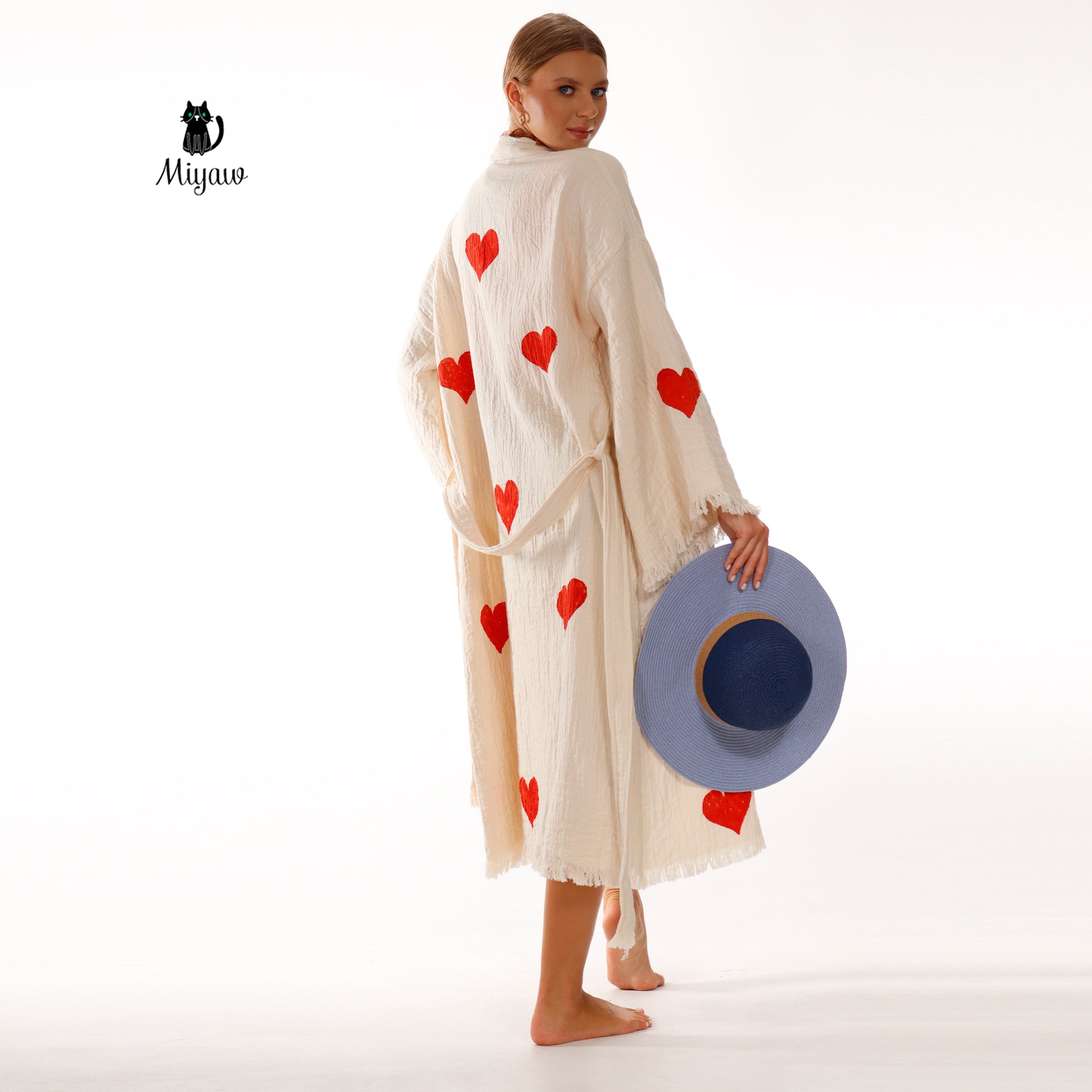 Wholesale Personalized Organic Cotton Kimono Robe - Romantic Valentine's Day Gift for Boutiques - Miyawfashion