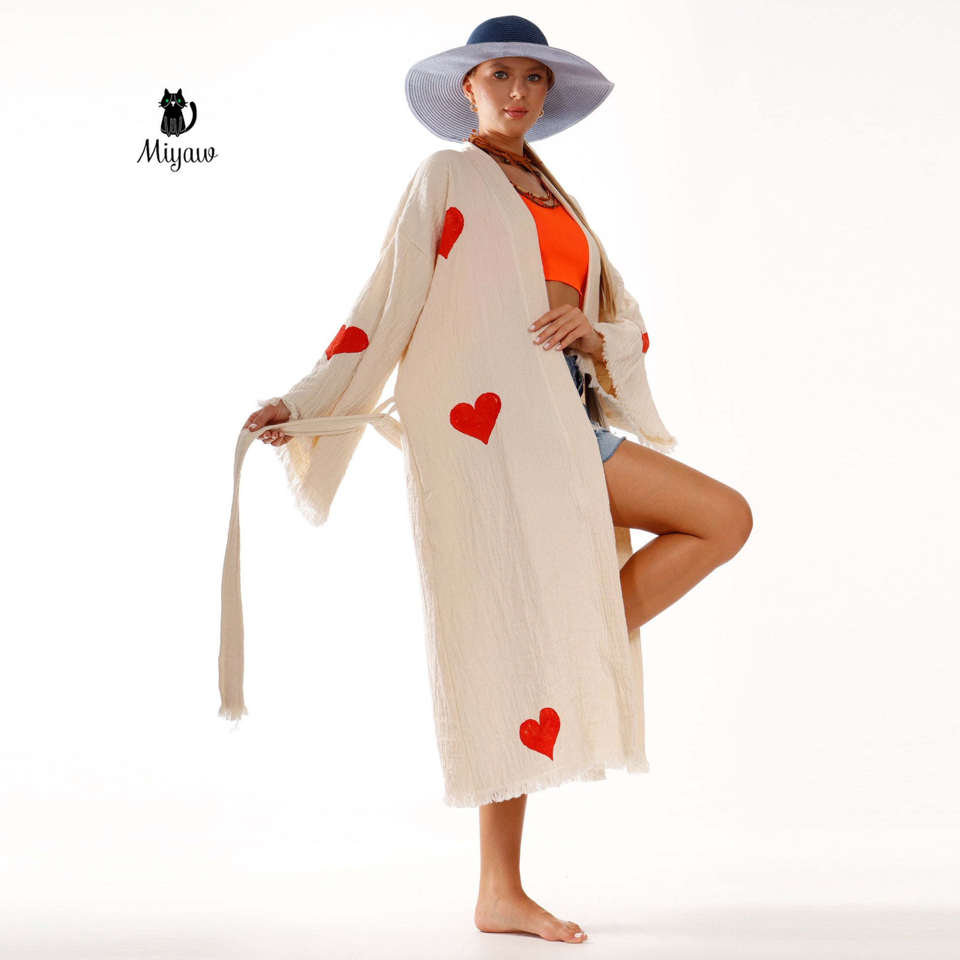 Wholesale Personalized Organic Cotton Kimono Robe - Romantic Valentine's Day Gift for Boutiques - Miyawfashion