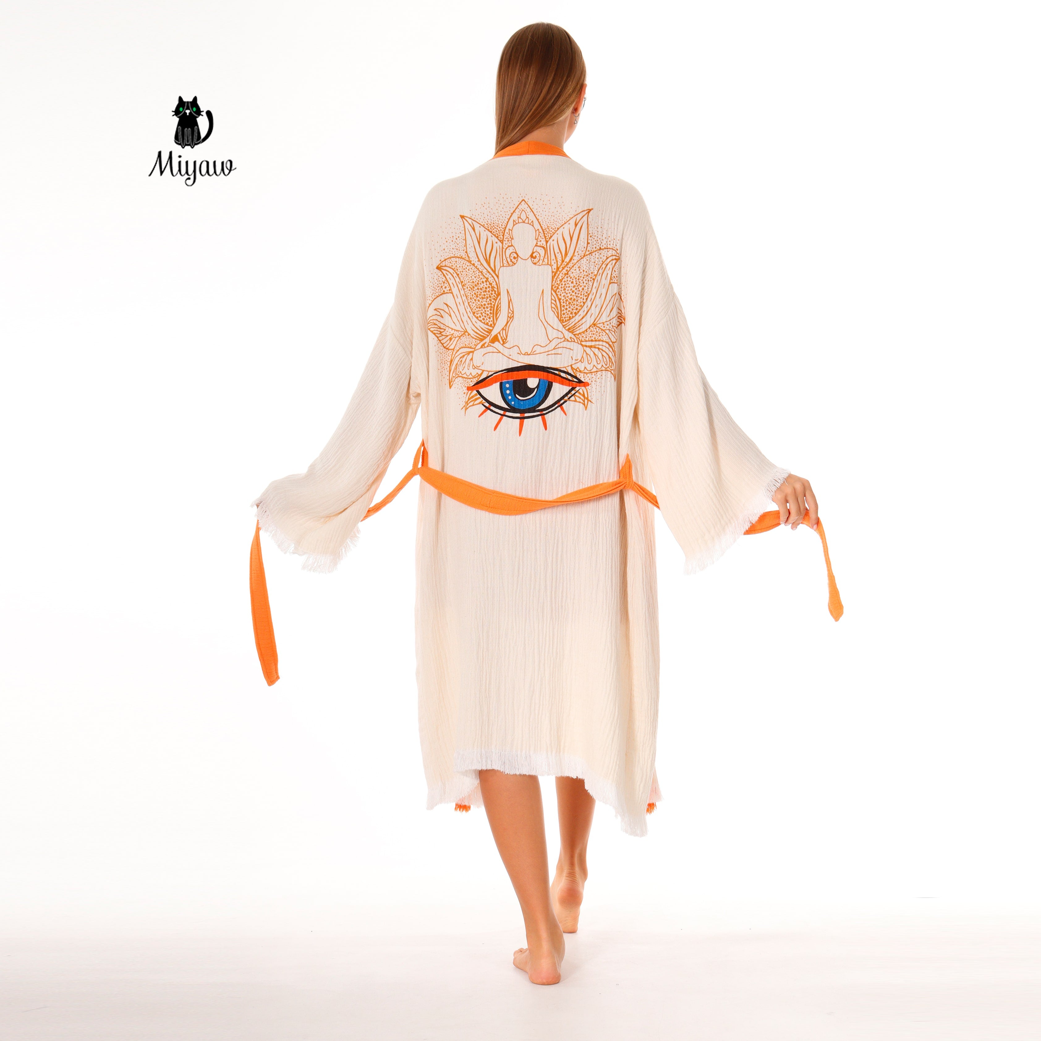 Protective Eye Kimono Robe - Organic Cotton Bathrobe for Boutique Retailers in the US - Miyawfashion
