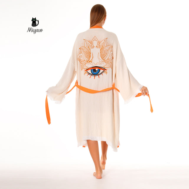 Protective Eye Kimono Robe - Organic Cotton Bathrobe for Boutique Retailers in the US - Miyawfashion
