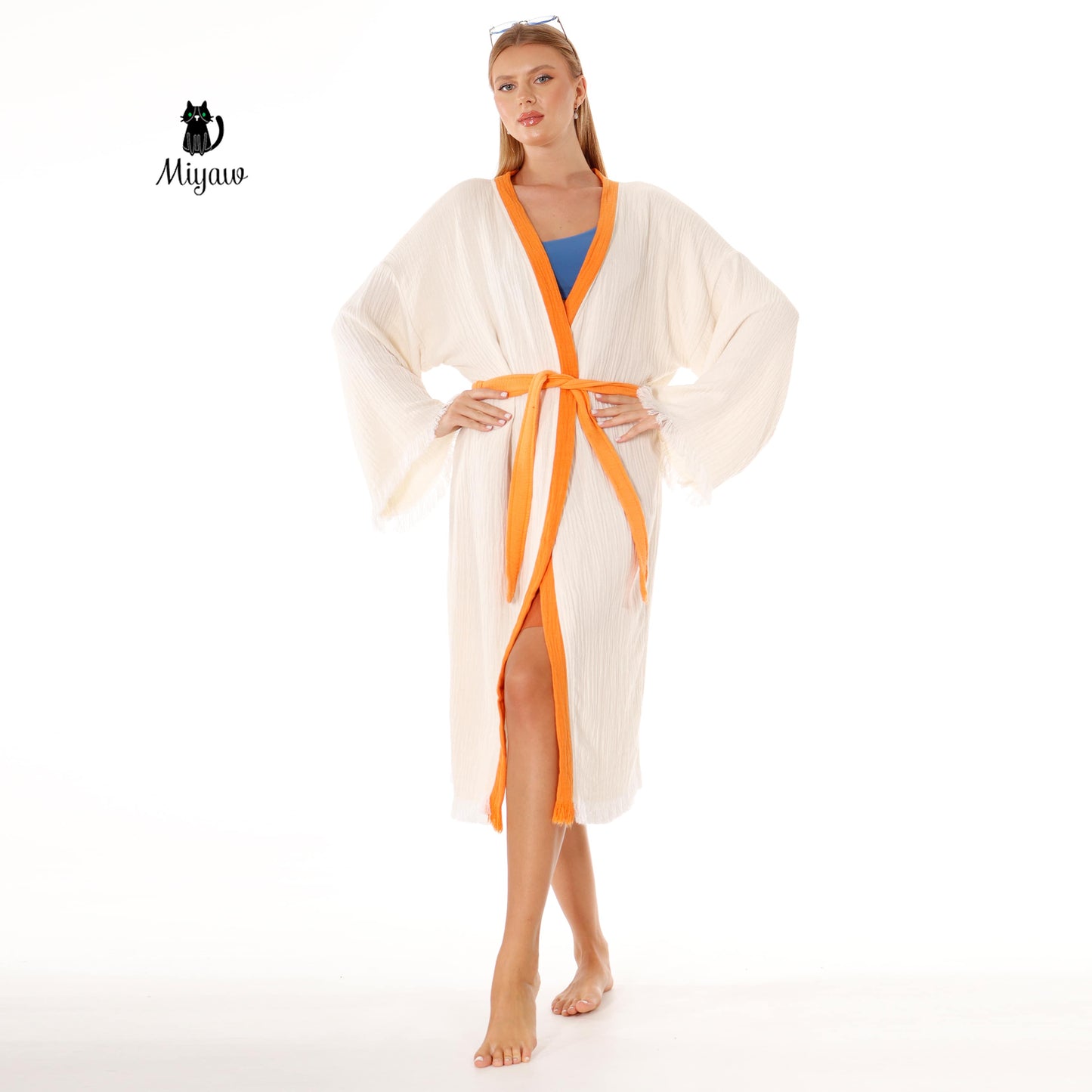 Protective Eye Kimono Robe - Organic Cotton Bathrobe for Boutique Retailers in the US - Miyawfashion Miyawfashion