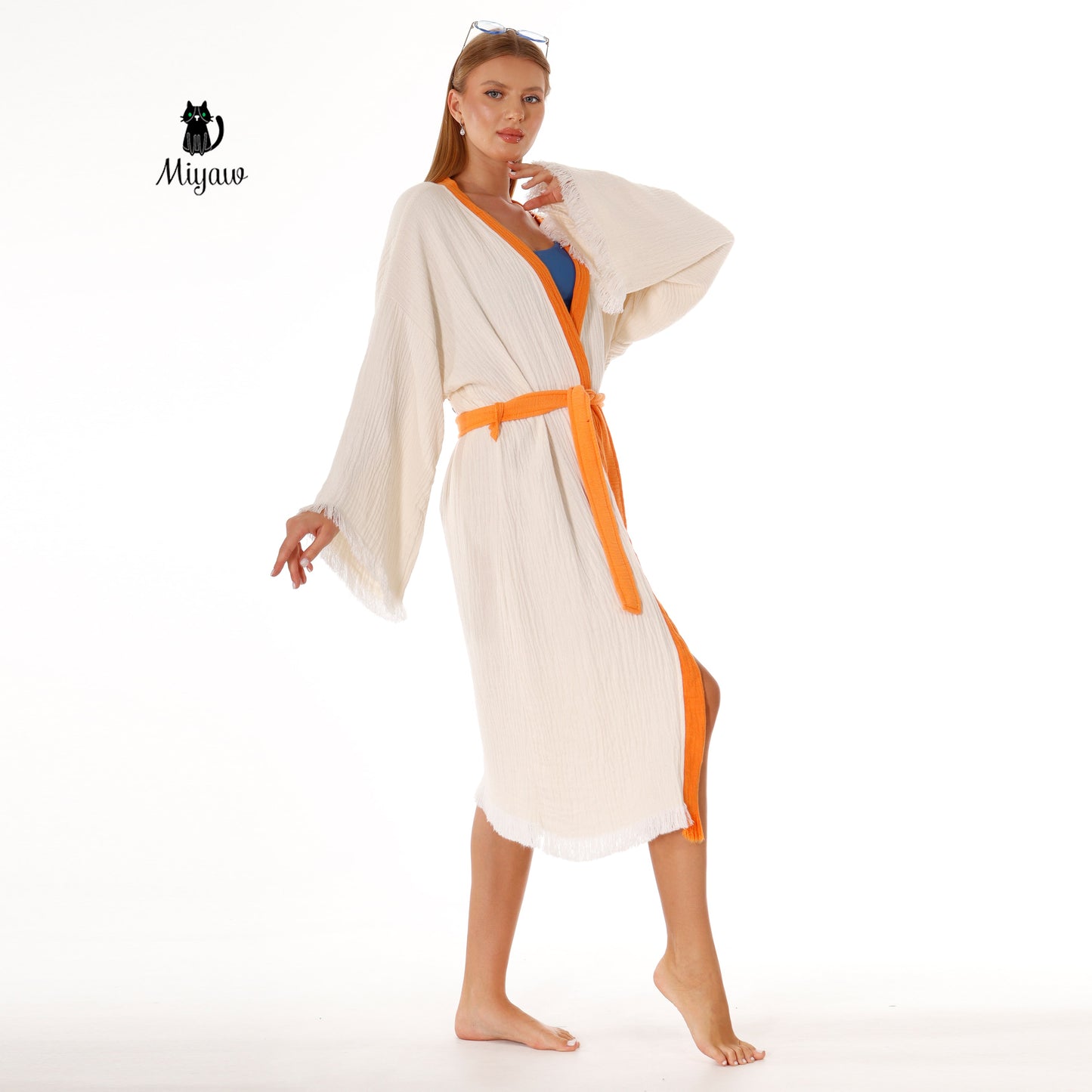 Protective Eye Kimono Robe - Organic Cotton Bathrobe for Boutique Retailers in the US - Miyawfashion Miyawfashion