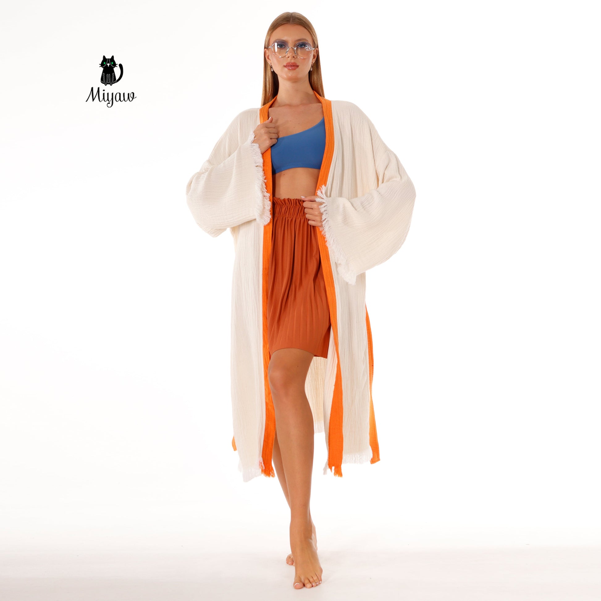 Protective Eye Kimono Robe - Organic Cotton Bathrobe for Boutique Retailers in the US - Miyawfashion