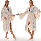 Wholesale Peacock Stamp Kimono Robe – Boho Chic Bathrobe for Boutiques - Miyawfashion