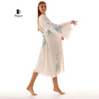 Wholesale Peacock Stamp Kimono Robe – Boho Chic Bathrobe for Boutiques - Miyawfashion