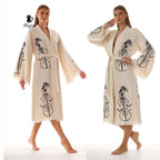 Wholesale Handmade Guitar Stamped Kimono Robe - Boho Bathrobe for Music Lovers - Miyawfashion