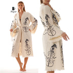 Wholesale Handmade Guitar Stamped Kimono Robe - Boho Bathrobe for Music Lovers - Miyawfashion