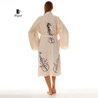 Wholesale Handmade Guitar Stamped Kimono Robe - Boho Bathrobe for Music Lovers - Miyawfashion