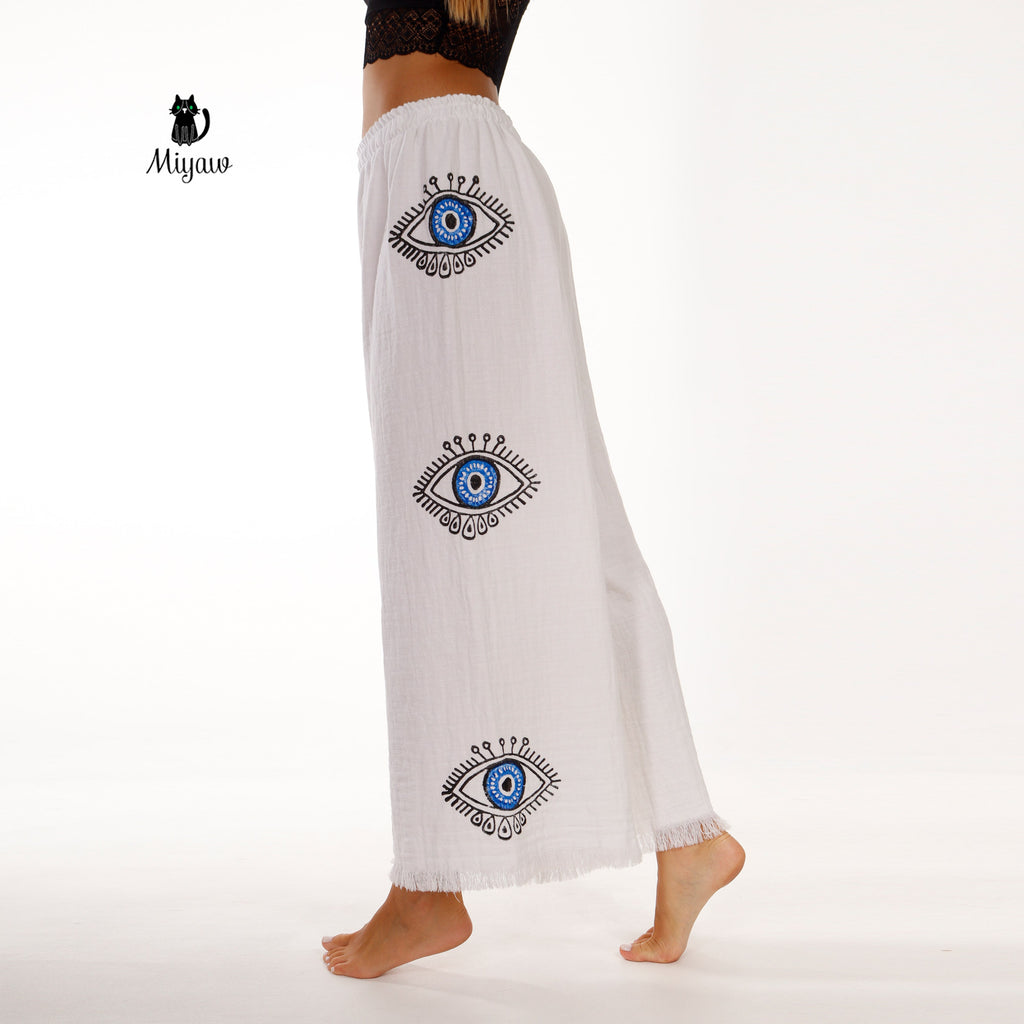 Wide-Leg Loose Cotton Pants for Ladies – Effortless Style & Comfort - Miyawfashion