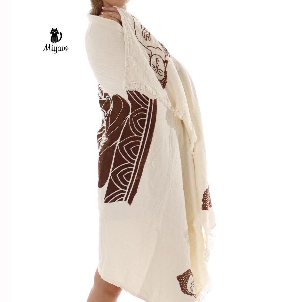 Handmade Boho Buddha Stamped Fringe Towel - Miyawfashion
