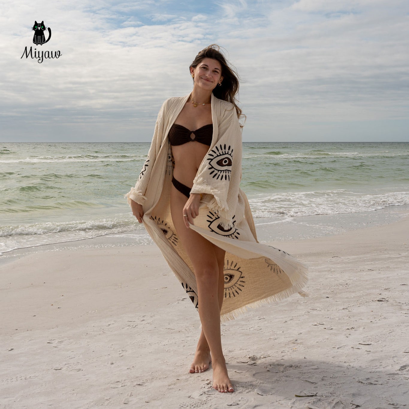 Boho Organic Cotton Beach Cover-up for Sunny Days Miyawfashion