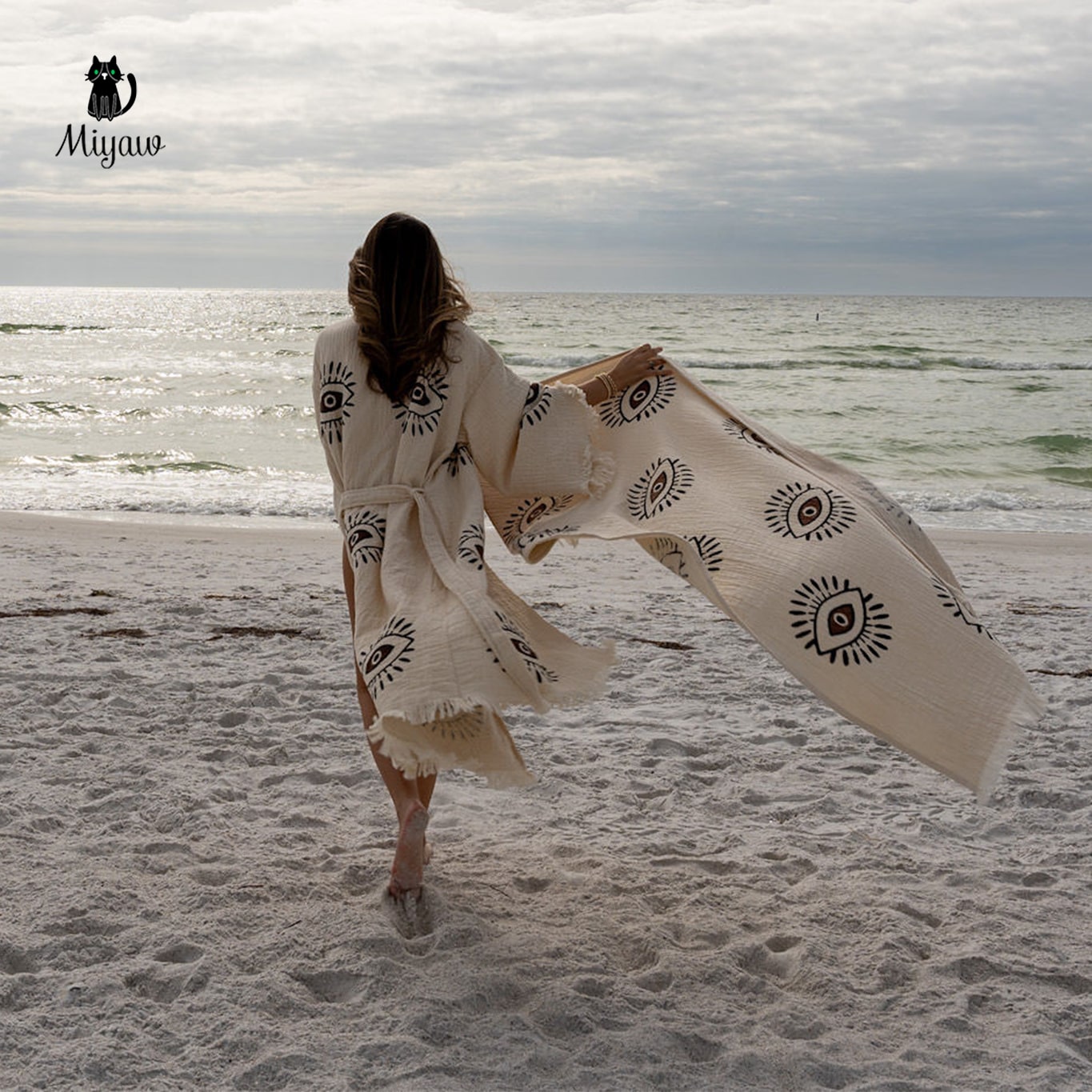 Cotton Protective Eye Beach Towel, Evil Eye Boho Cotton Towel for the beach and home - Miyawfashion Miyawfashion