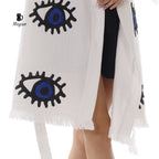 Wholesale Handmade Protective Eye print Kimono in White
