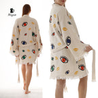 Bulk Organic Cotton Handcrafted Colorful Eyes Kimono