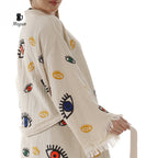 Bulk Organic Cotton Handcrafted Colorful Eyes Kimono