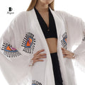 Handcrafted Eye Stamped Kimono Robe in White