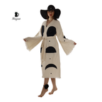 Natural Organic Cotton Kimono Robe with Black Circles