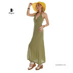 Boho Maxi Dress for Summer in V-Neck Sleeveless Style - Organic Cotton
