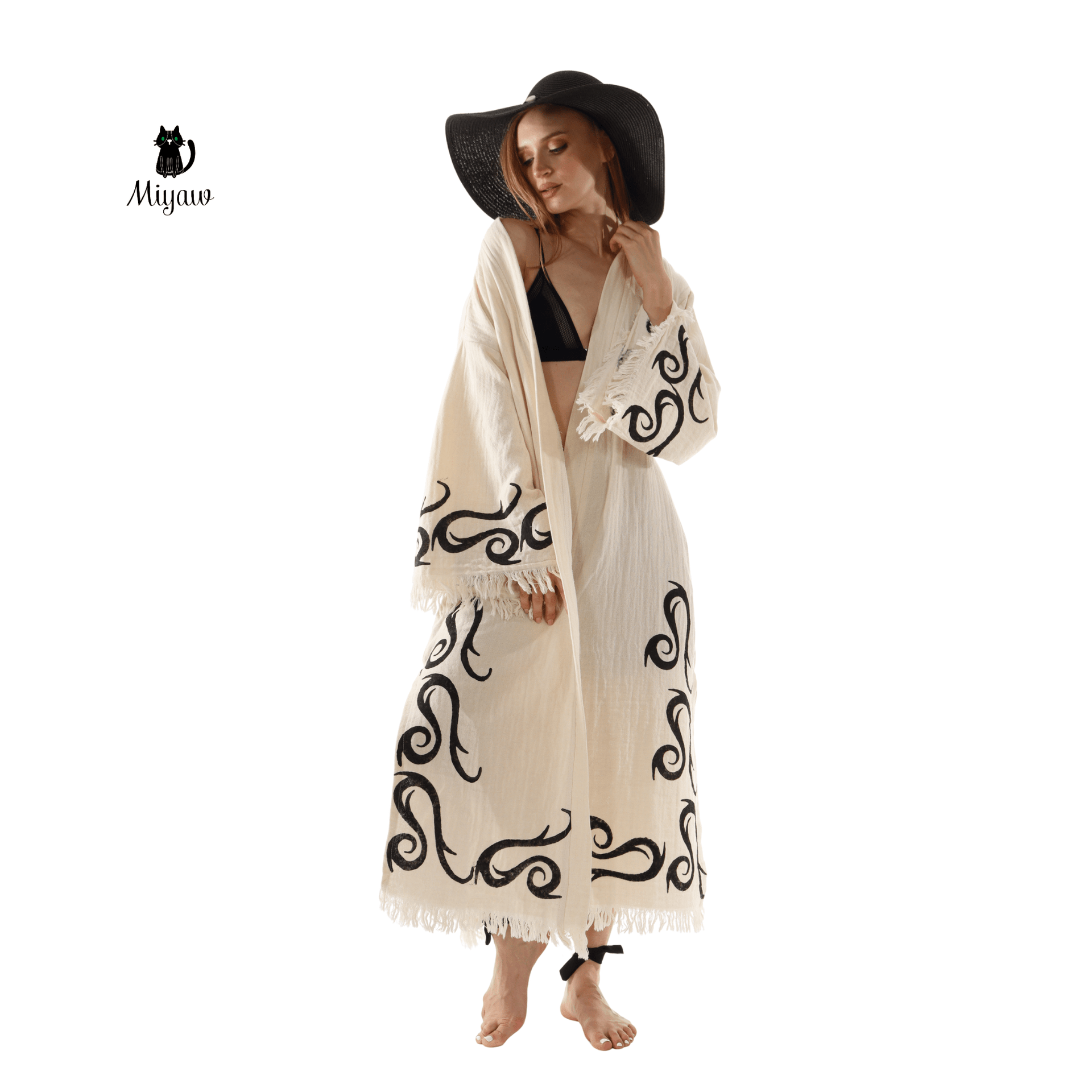 Cotton Kimono Robe: Print Design Dressing Gown & Cotton Kimonos