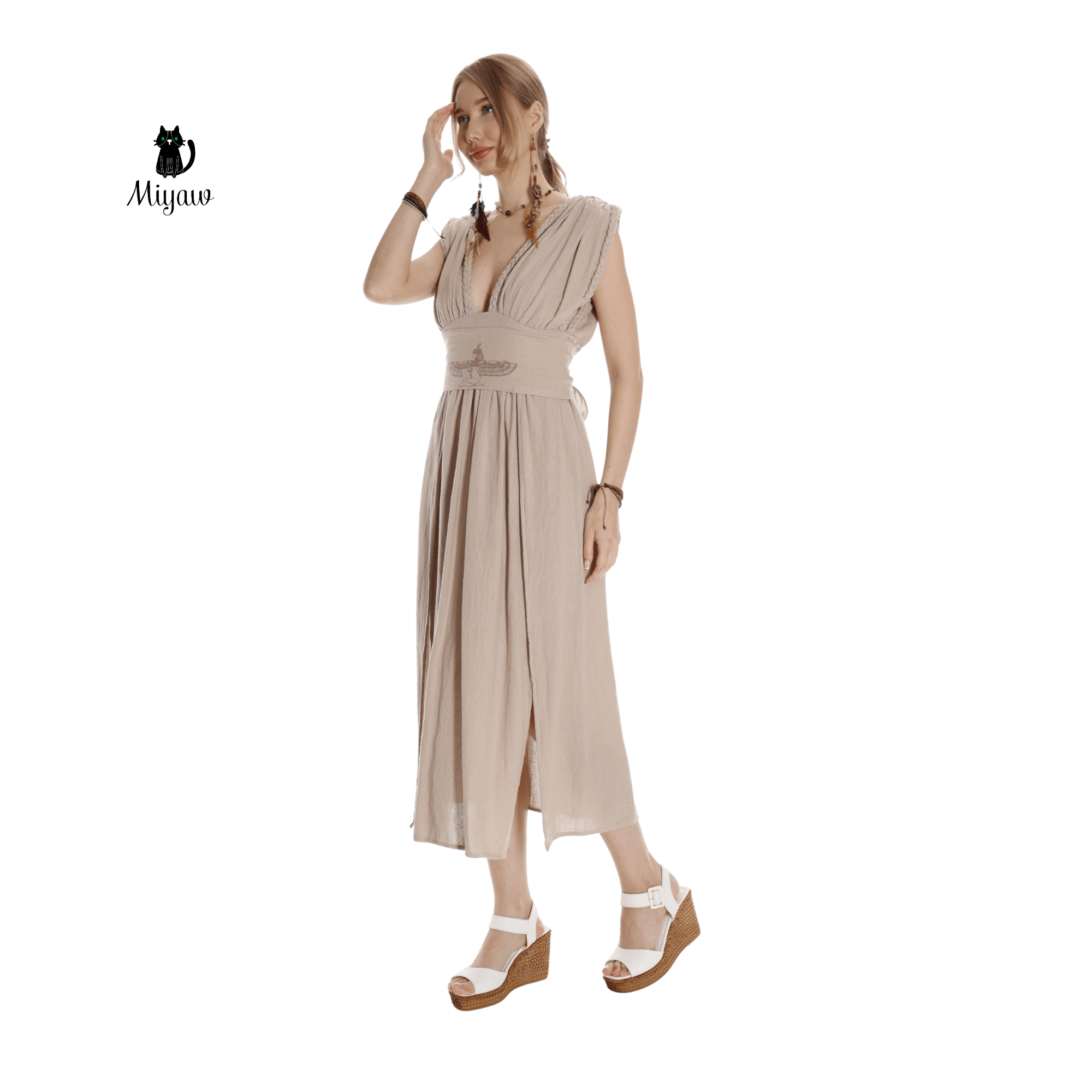 Wholesale Boho Chic Greek Goddess Costume, Cotton Long Dress