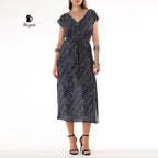 Stylish Black Maxi Dress with Geometric Print - Resort Wear - Miyawfashion