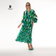 Elegant Green V-Neck Maxi Dress for Modest Women - Miyawfashion