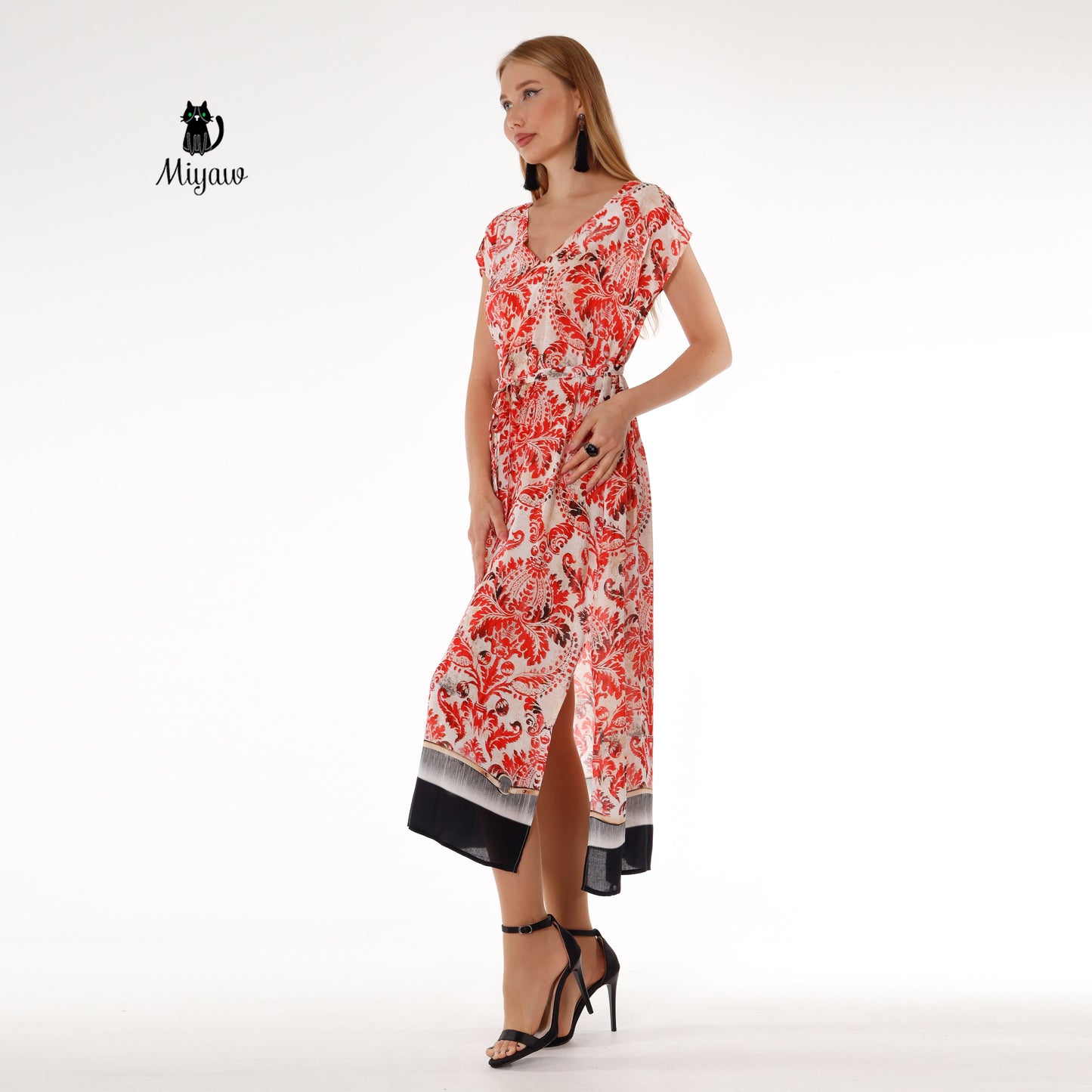 Red Short Sleeve Maxi Dress - Resort Ready Stylish Wear - Miyawfashion Miyawfashion