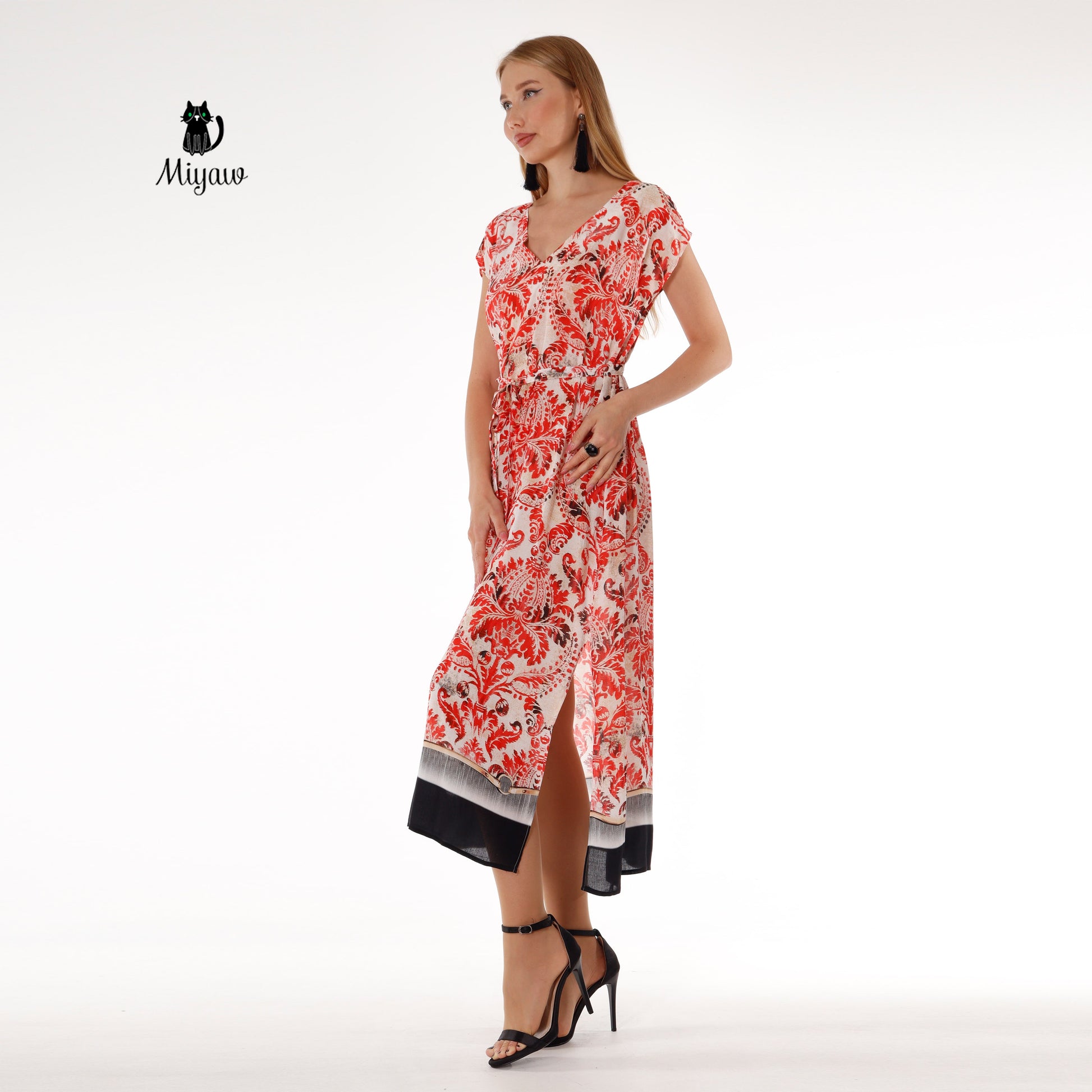 Red Short Sleeve Maxi Dress - Resort Ready Stylish Wear - Miyawfashion