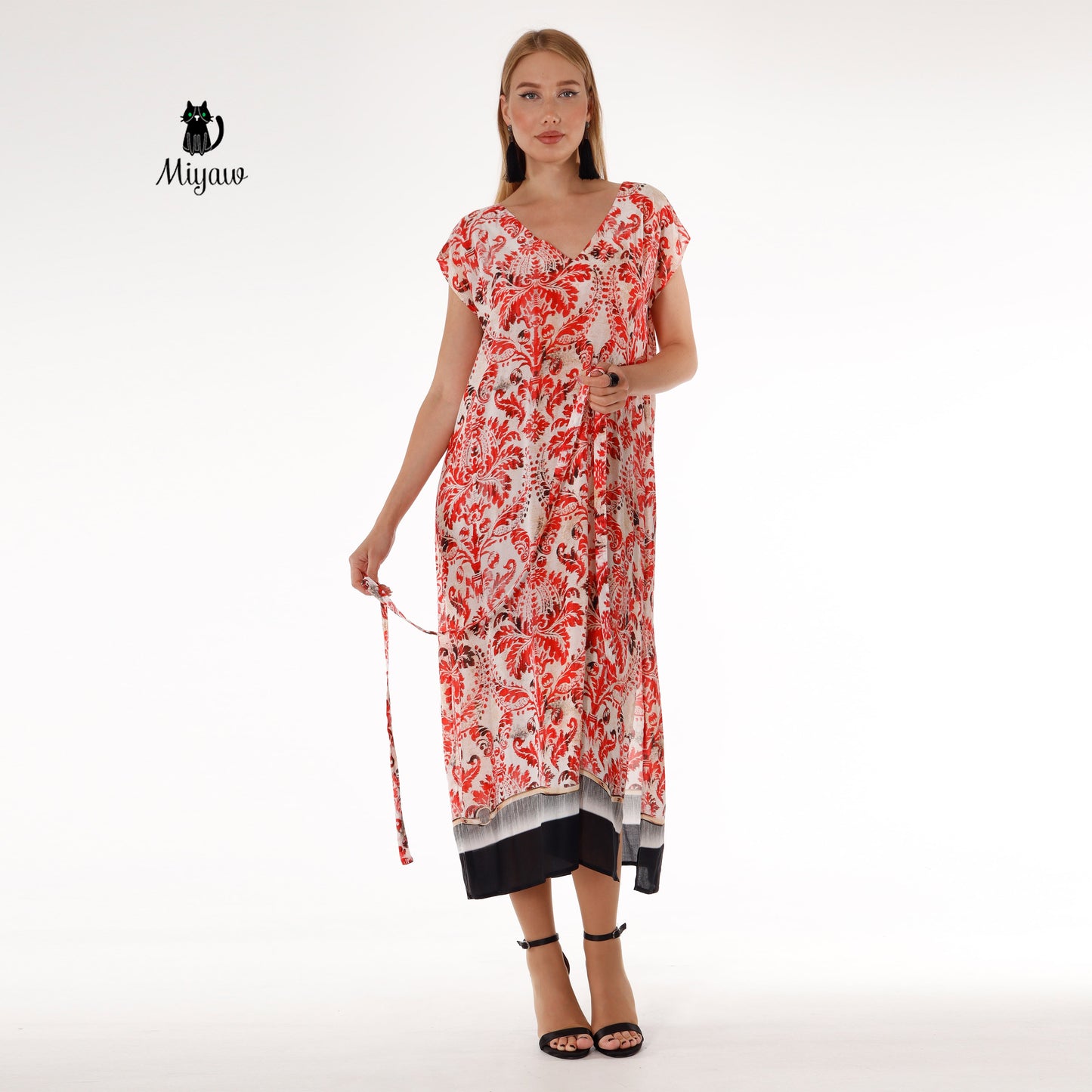 Red Short Sleeve Maxi Dress - Resort Ready Stylish Wear - Miyawfashion Miyawfashion